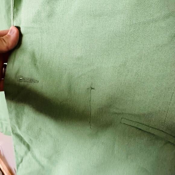 THAKOON COLLECTIVE Green Oversized Linen Blazer Size 12 - Picture 9 of 14